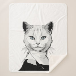 Cobertor Sherpa Preto Místico e Branco Gato de Salem