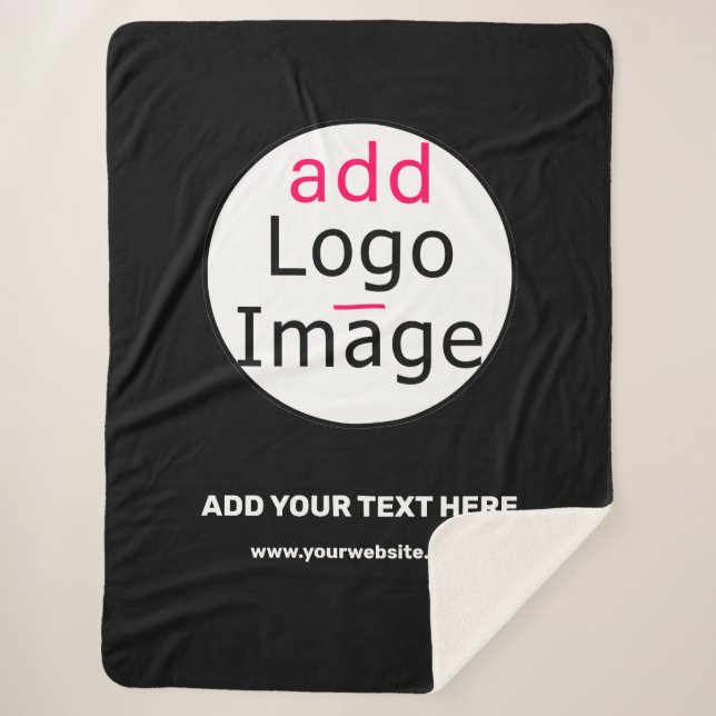 Cobertor Sherpa Preto Personalizado Chic Comercial Extravagante Pr (Frente)