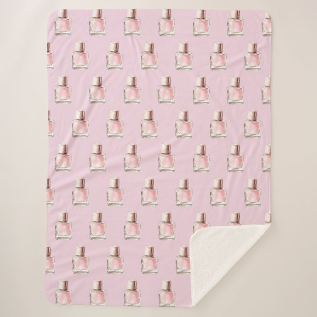 Cobertor Sherpa Pretty in Pink Nail Polish Bridal Shower (Frente)