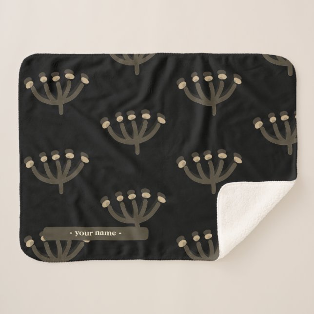 Cobertor Sherpa Pretty Night Mimosa Floral Customize  (Frente (Horizontal))