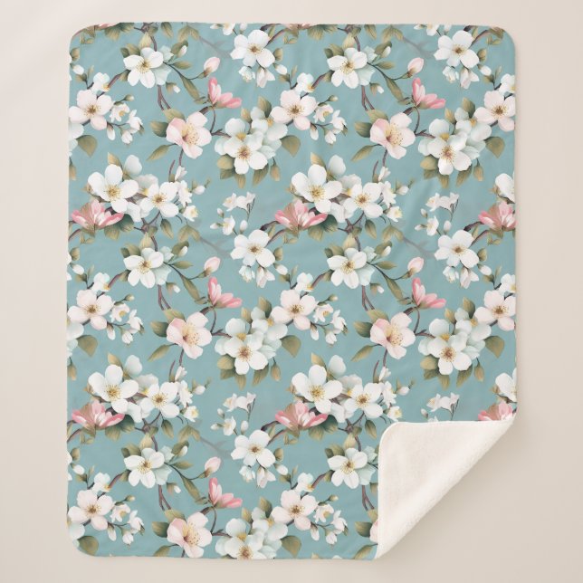 Cobertor Sherpa Primavera azul botânico (Frente)