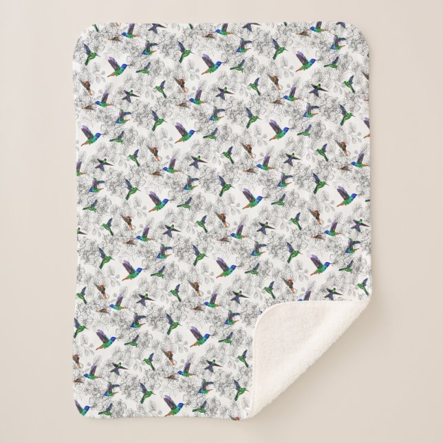 Cobertor Sherpa Primavera Birds Baby Sherpa Blanket Hummingbird (Frente)