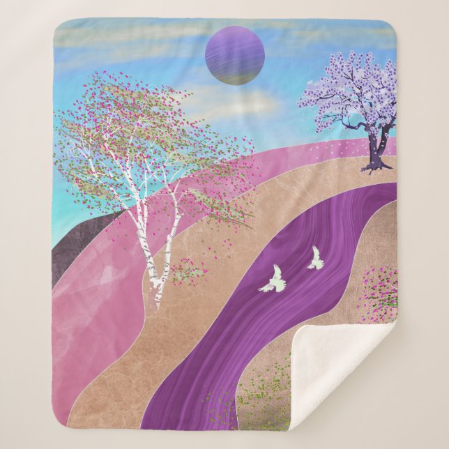 Cobertor Sherpa Primavera Blossomo Paisagem (Frente)