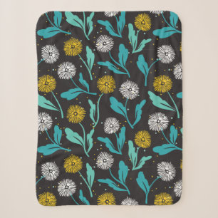 Cobertor Sherpa Primavera Dandelion Flores e Folhas Design