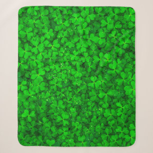 Cobertor Sherpa Primavera de shamrock verde com trevo