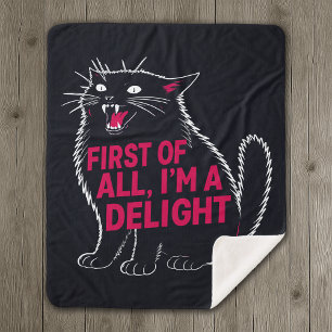 Cobertor Sherpa Primeiro De Tudo Sou Um Delicioso Gato Preto Rugid
