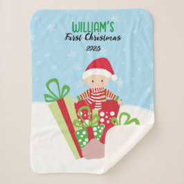 Cobertor Sherpa Primeiro Natal do 🎄 Baby