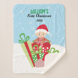 Cobertor Sherpa Primeiro Natal do 🎄 Baby