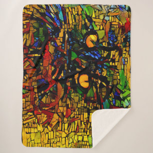 Cobertor Sherpa Prin de arte colorida de gatos do mosaico