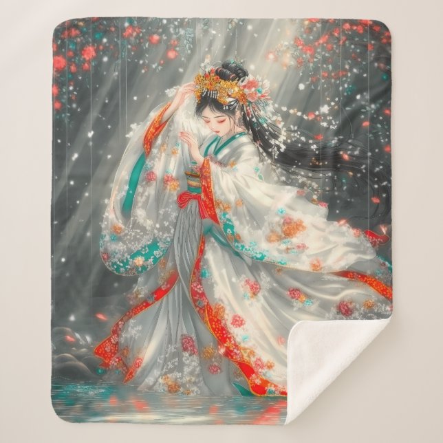 Cobertor Sherpa Princesa Étera em um Jardim da Fantasia (Frente)