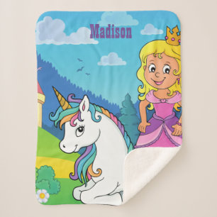 Cobertor Sherpa Princesa Rosa Personalizada Unicorn Sherpa Blanket
