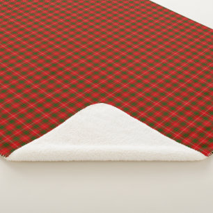 Cobertor Sherpa Príncipe de Rothesay tartan xadrez verde-vermelha-