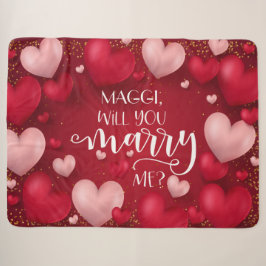 Cobertor Sherpa Proposta de Casamento Personalizado de Corações Ve