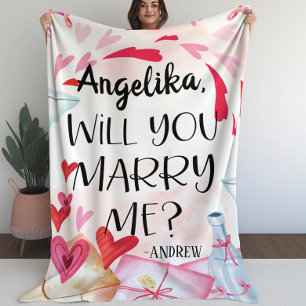 Cobertor Sherpa Proposta de casamento Você Me Casado? Nome perso