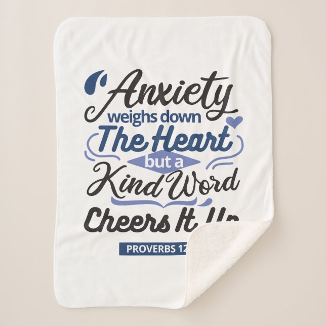 Cobertor Sherpa Proverbs 12:25 Bible Verse – Kind Word Art (Frente)