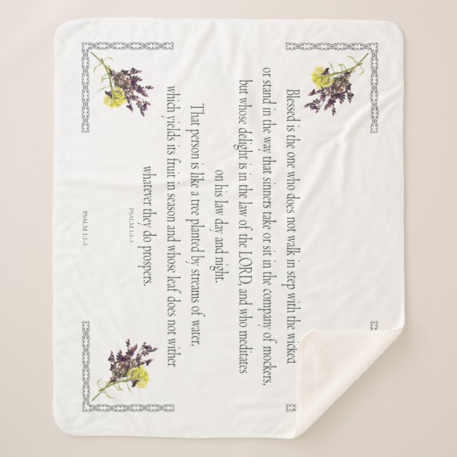 Cobertor Sherpa PSALM 1:1-3 Botanic Design, (Frente)