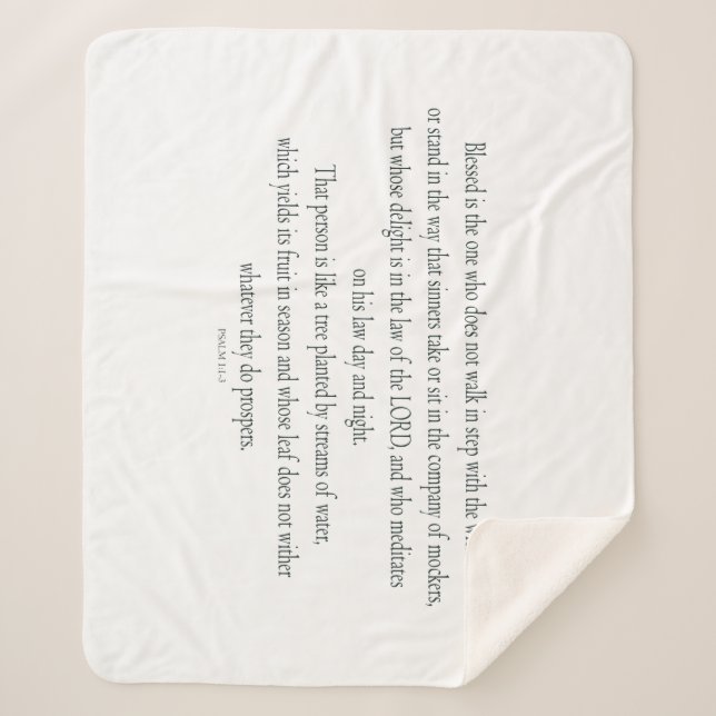 Cobertor Sherpa Psalm 1, does not walk in step with the wicked (Frente)