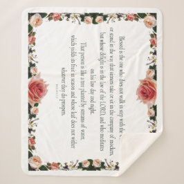 Cobertor Sherpa Psalm 1 with Flower Borders