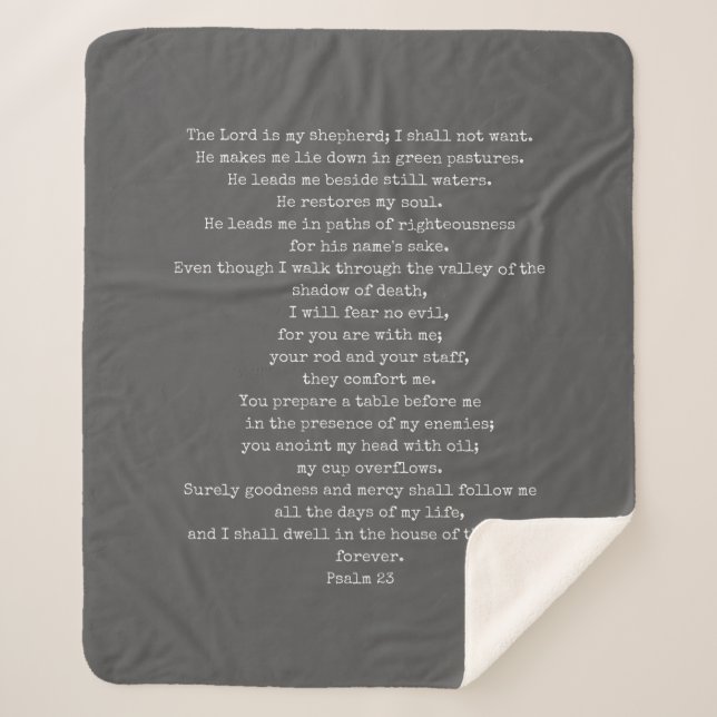 Cobertor Sherpa Psalm 23 Carvão Sherpa Blanket PERSONALIZÁVEL (Frente)