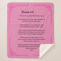 Psalm 23 fronteira rosa Sherpa Blanket