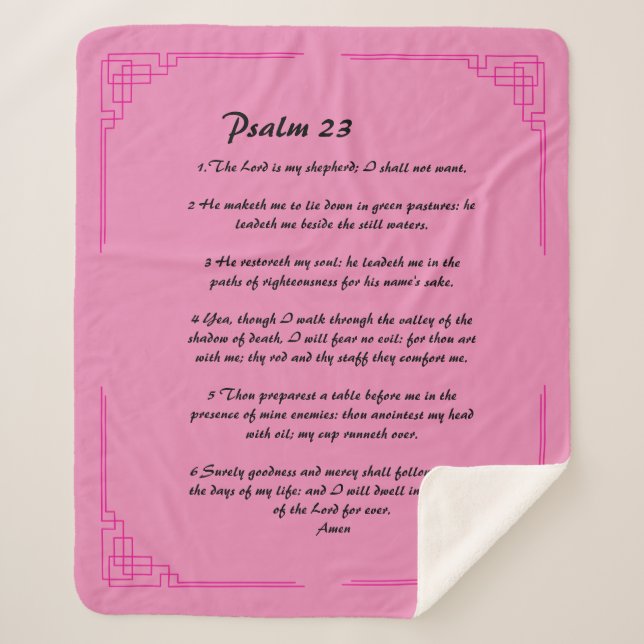 Cobertor Sherpa Psalm 23 fronteira rosa Sherpa Blanket (Frente)