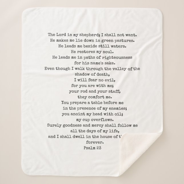 Cobertor Sherpa Psalm 23 Sherpa Fleece Blanket PERSONALIZÁVEL (Frente)