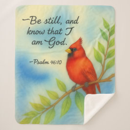 Cobertor Sherpa Psalm 46:10 Be Still Red Cardinal Scripture Nature