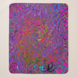Cobertor Sherpa Psicodélico Groovy Magenta Retro Líquido