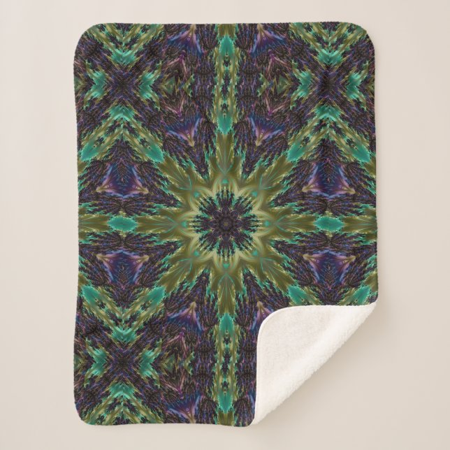 Cobertor Sherpa Psychedelic Mandala Retro Hippie Trippy Boho Chic (Frente)