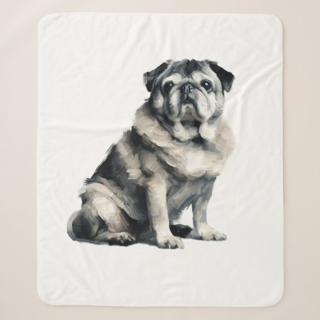 Cobertor Sherpa Pug Antigo (Frente)