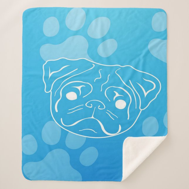 Cobertor Sherpa Pug Illustration Blanket (Frente)