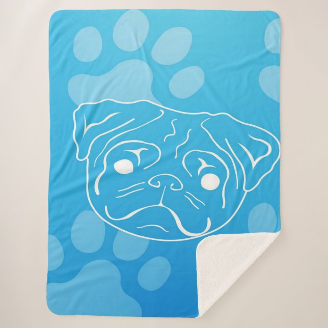 Cobertor Sherpa Pug Illustration Blanket (Frente)