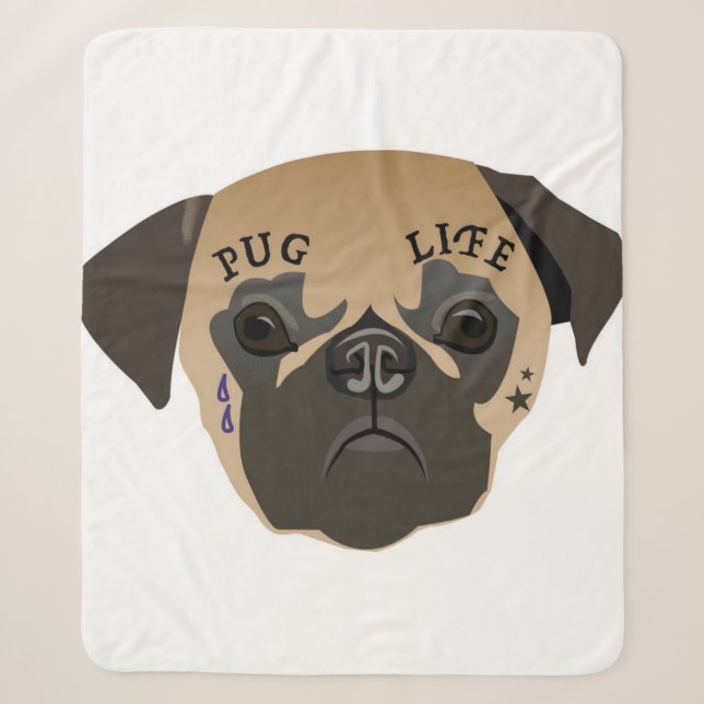 Cobertor Sherpa Pug Lovers | Vida útil cúbica (Frente)