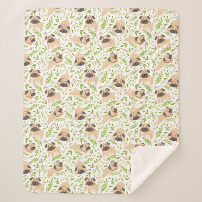 Cobertor Sherpa Pug Sherpa Blanket (Frente)