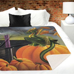 Cobertor Sherpa Pumpkin Dragon Cauldron Halloween