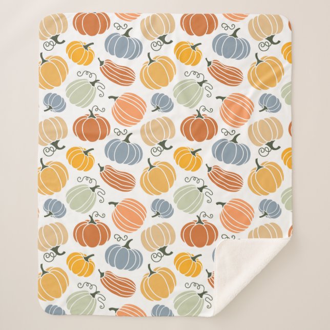 Cobertor Sherpa Pumpkin Gourd Padrão Colorido (Frente)