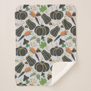 Cobertor Sherpa Pumpkin - padrão sem costura cenoura preto e branc