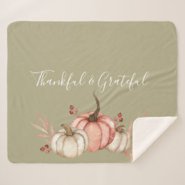 Cobertor Sherpa Pumpkins bonito de Aquarela na Sage