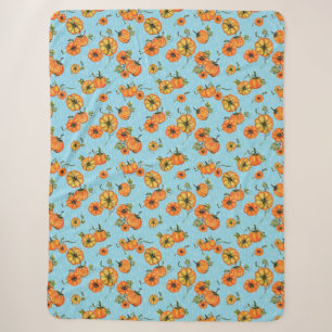 Cobertor Sherpa Pumpkins Laranja/Azul com Aquarela