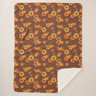Cobertor Sherpa Pumpkins Laranja/Ferrugem