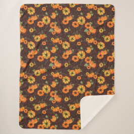 Cobertor Sherpa Pumpkins Laranja/Preto com Aquarela