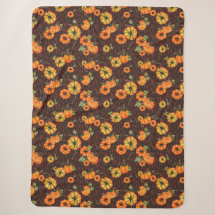 Cobertor Sherpa Pumpkins Laranja/Preto com Aquarela