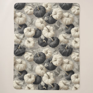 Cobertor Sherpa Pumpkins preto-e-branco Elegante