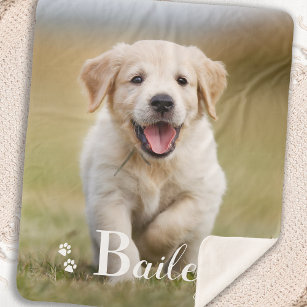 Cobertor Sherpa Puppy Dog Personalized Pet Golden Retriever Photo