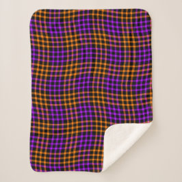 Cobertor Sherpa Purple Orange Plaid Checker Seamless Pattern
