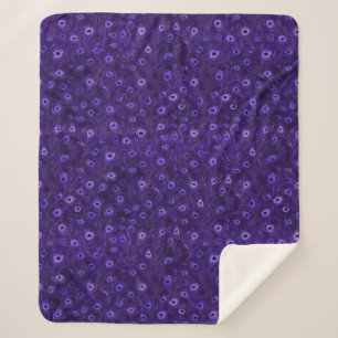 Cobertor Sherpa Purple Peacock Feather Sherpa Blanket