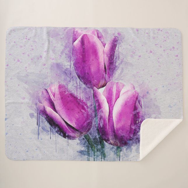 Cobertor Sherpa Purple Tulips (Frente (Horizontal))