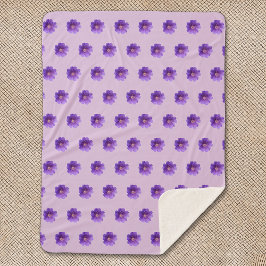 Cobertor Sherpa Púrpura Geranium Flower Padrão sem costura em