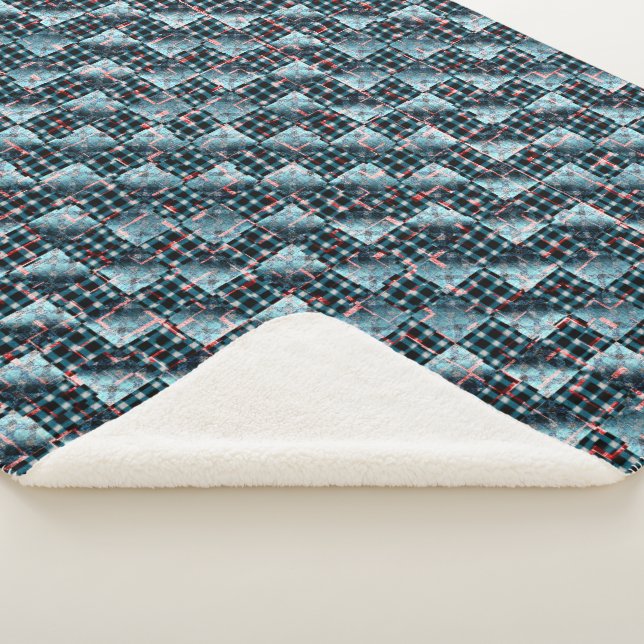Cobertor Sherpa Quadrados de xadrez curvos expostos ao mosaico des (3/4)