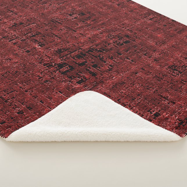 Cobertor Sherpa Quadrados pequenos vermelhos sobrepostos empapados (3/4)